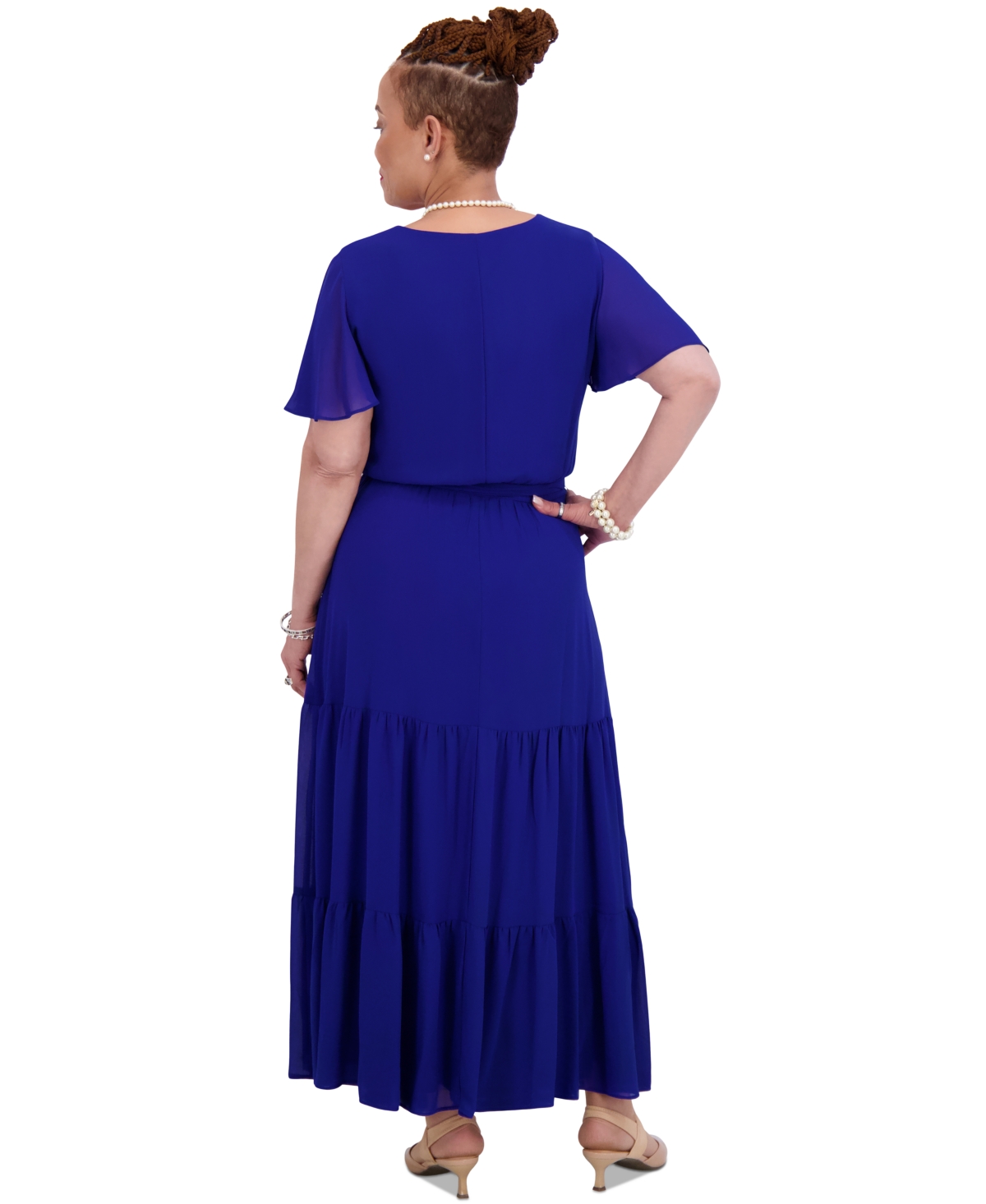 Kasper Women's V-neck Flutter-sleeve Maxi Dress, Regular & Plus Sizes In Royal Signature