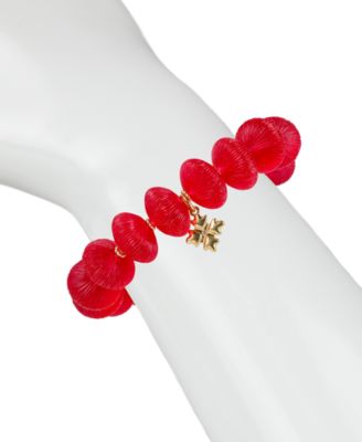 Gold-Tone Large Red Bead Stretch Bracelet