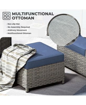 12 Pieces Outdoor Furniture Patio Sectional Sofa,No Assembly Required PE Wicker Conversation Sets with Armchairs,Ottomans and Coffee Table