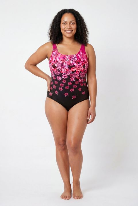 Женский слитный майки Swimsuits for All, стойкий к хлору, цвет: Розовый с принтом