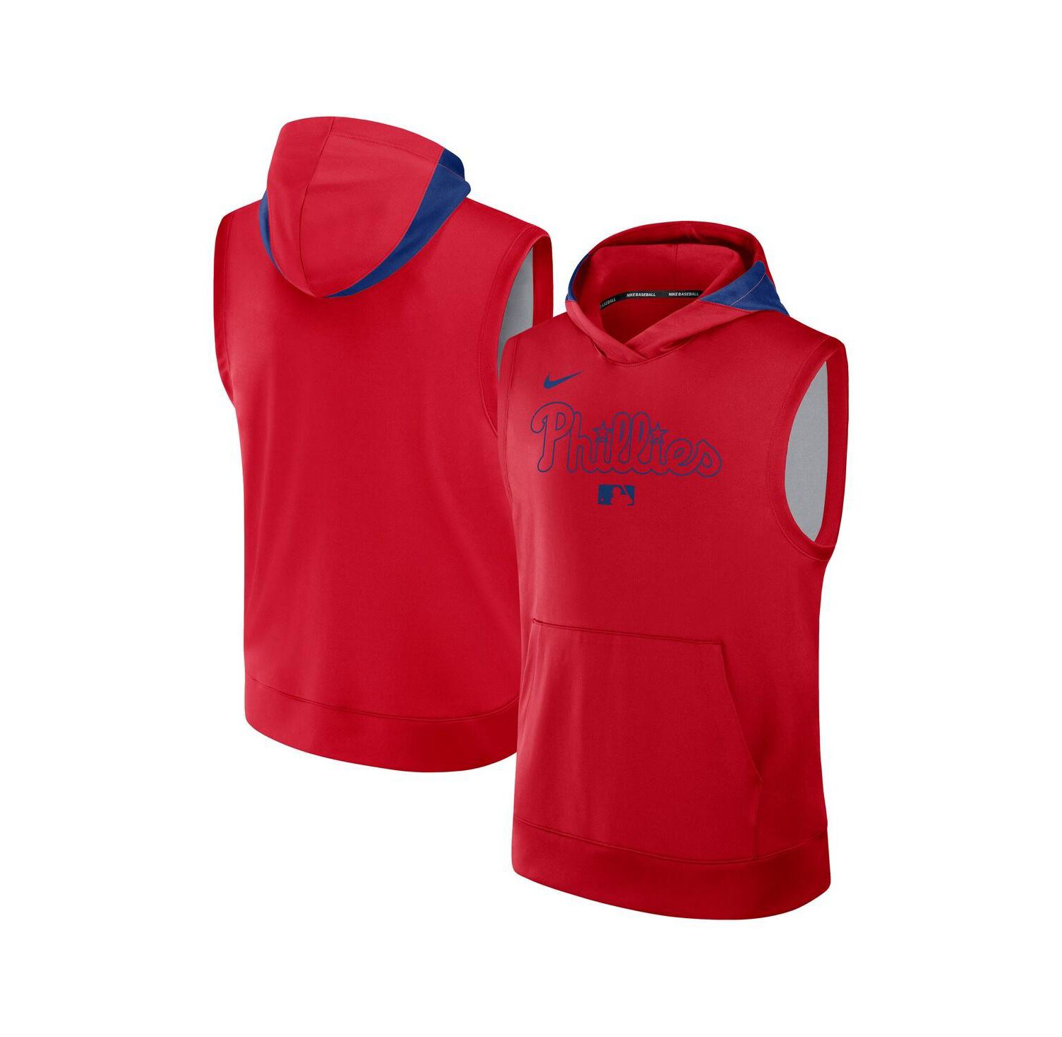 Men's Red Philadelphia Phillies Authentic Collection Performance Sleeveless Pullover Hoodie