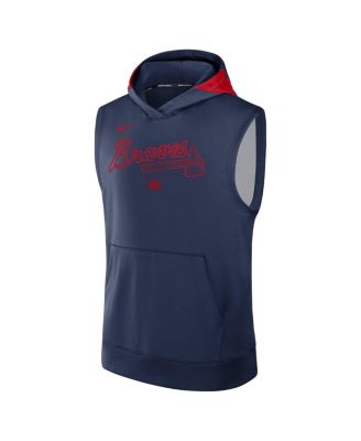 Men's Navy Atlanta Braves Authentic Collection Performance Sleeveless Pullover Hoodie