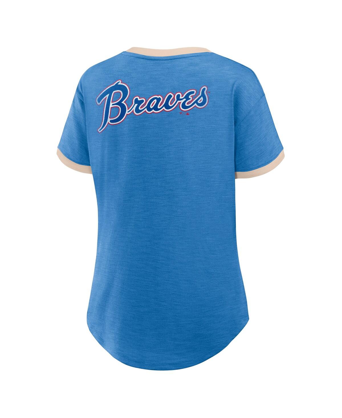 Fanatics Women's Royal Atlanta Braves Binge Worthy Stadium Slub V-neck T-shirt In Royal
