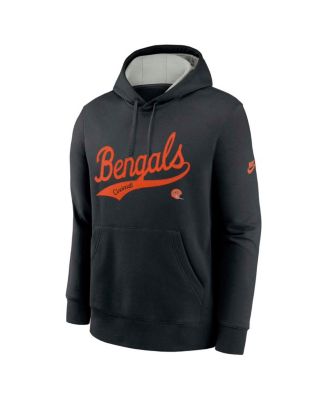 Men's Black Cincinnati Bengals Rewind Club Logo Pullover Hoodie