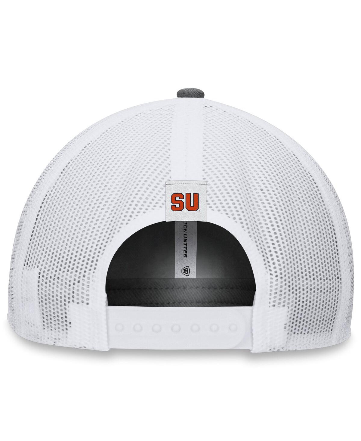 Top Of The World Men's Gray/white Syracuse Orange Victory Baseline Trucker Adjustable Hat In Gray,white