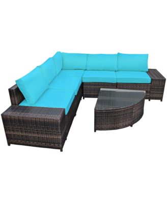 6PCS Rattan Furniture Sectional Sofa Set w/ Cushions