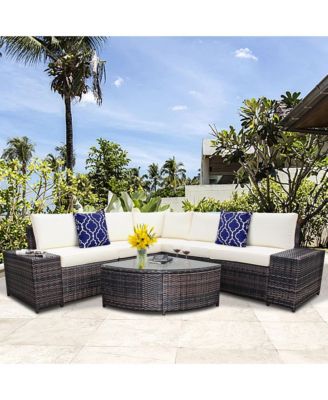 6PCS Rattan Furniture Sectional Sofa Set w/ Cushions