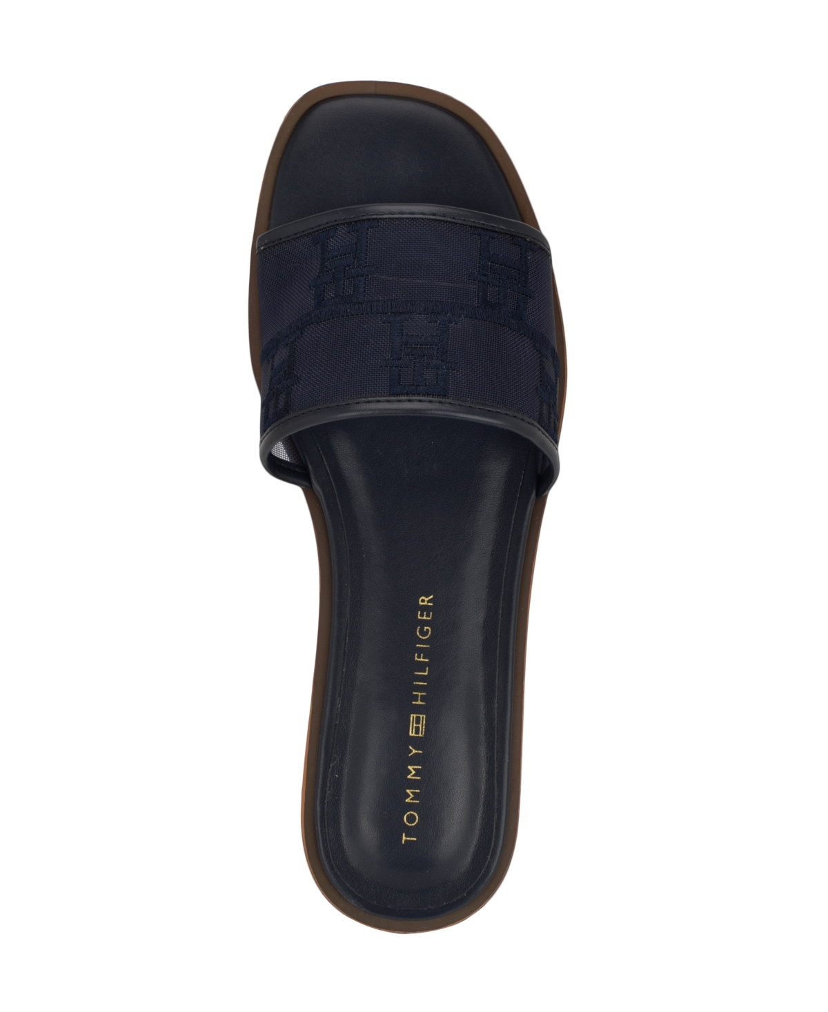 Tommy Hilfiger Women's Tesia Mesh Logo Flat Slide Sandals In Dark Blue