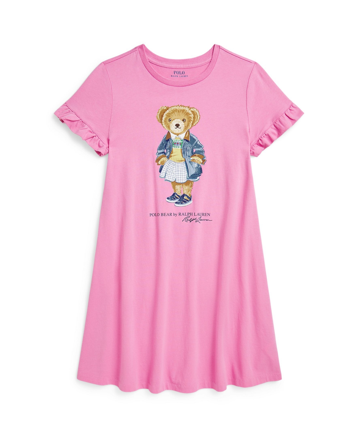 Polo Ralph Lauren Polo Bear Cotton Jersey Dress In Laguna Pink