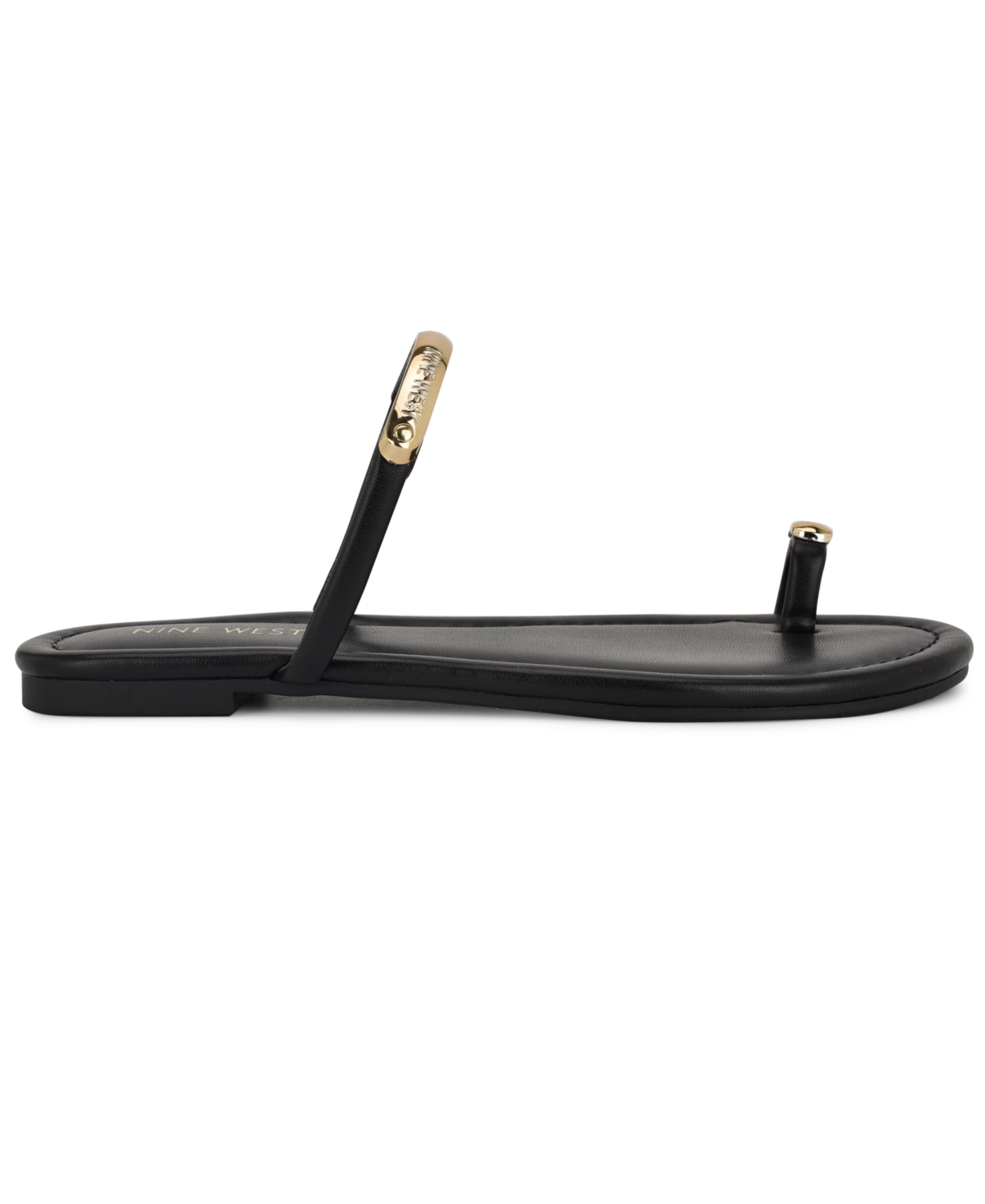 Shop Nine West Women's Balon Strappy Toe Loop Flat Sandals In Black