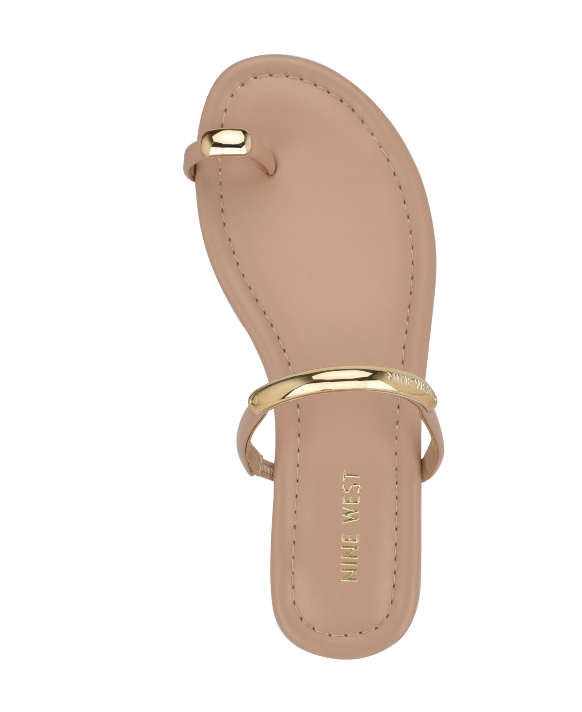 Shop Nine West Women's Balon Strappy Toe Loop Flat Sandals In Light Natural