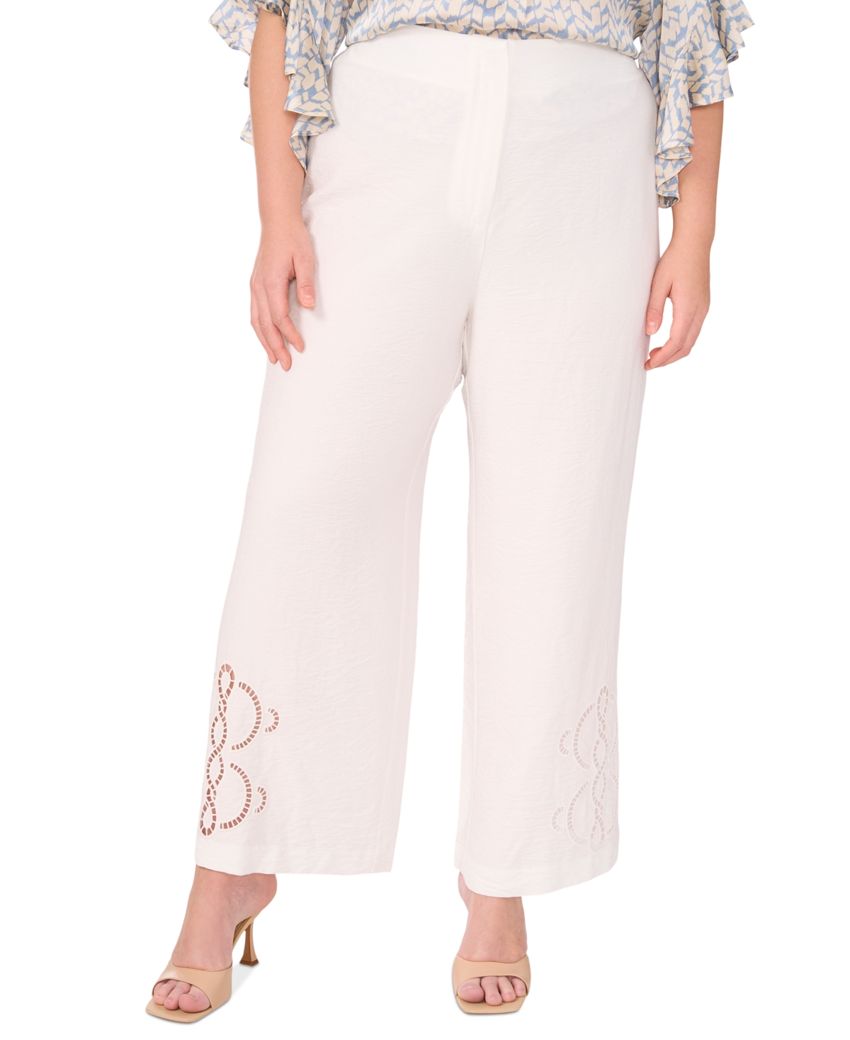 Shop Vince Camuto Plus Size High-rise Wide-leg Pants In Ultra White