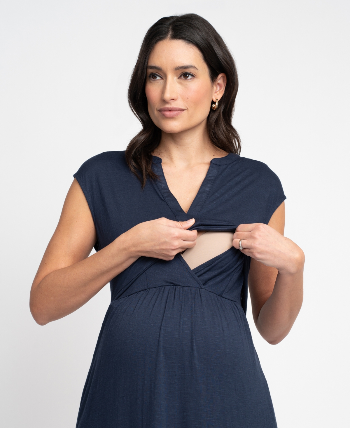 Shop Seraphine Women's Maternity Nursing Dress In Navy