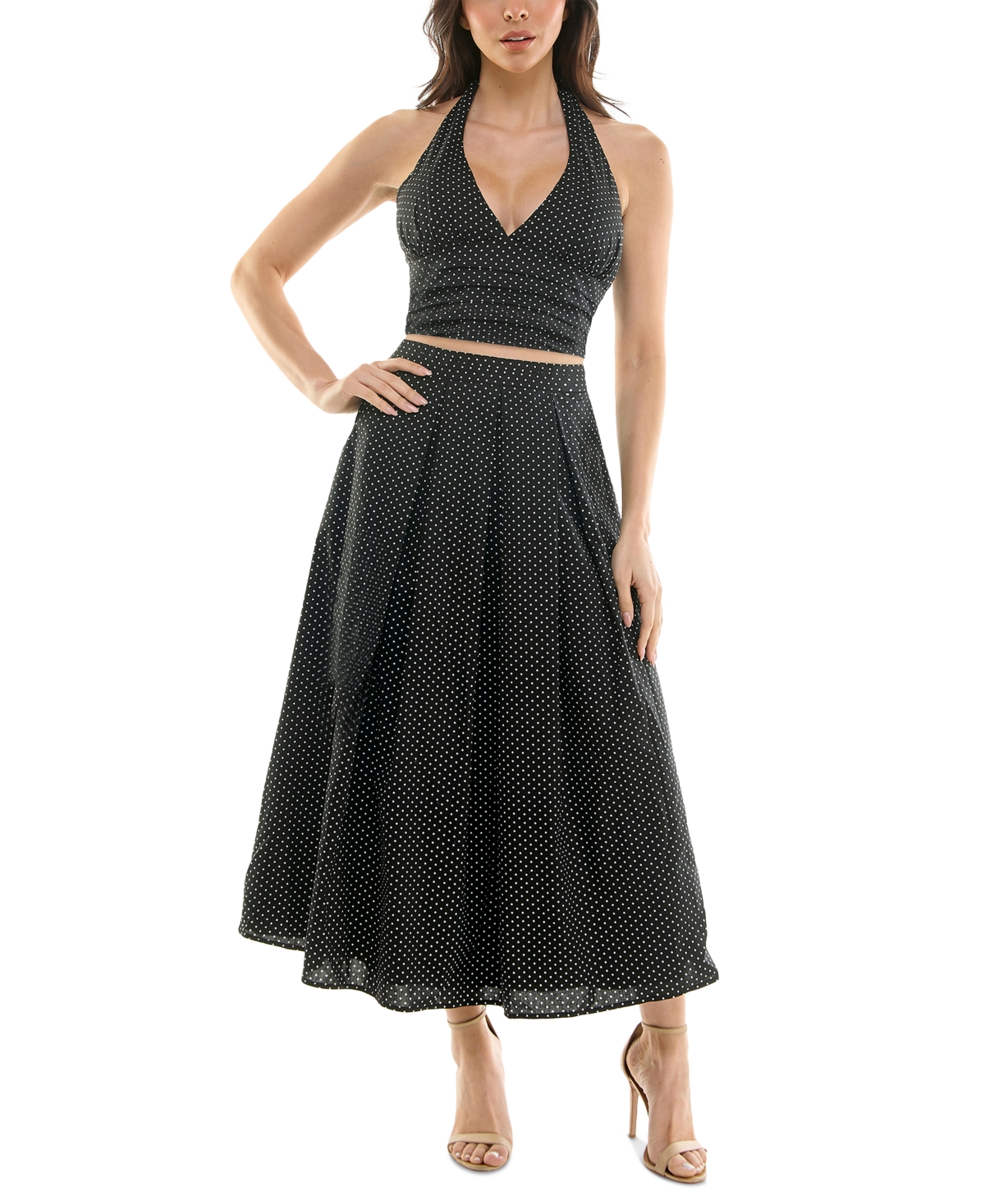 Katia Rae Juniors' 2-pc. Polka-dot Cotton Dress Set, Created For Macy's In Black,ivory