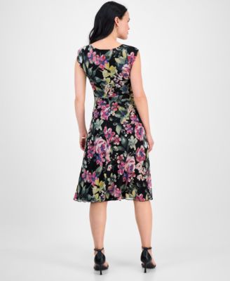 sachin and babi light blue dress Hiliana Floral Print Chiffon Midi Cocktail Dress