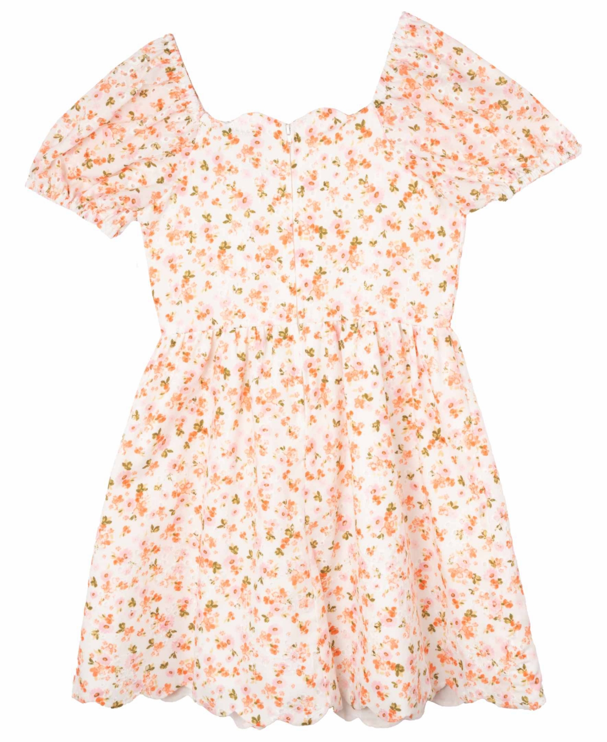 RARE EDITIONS BIG GIRLS FLORAL EYELET SCALLOPED HEM DRESS 