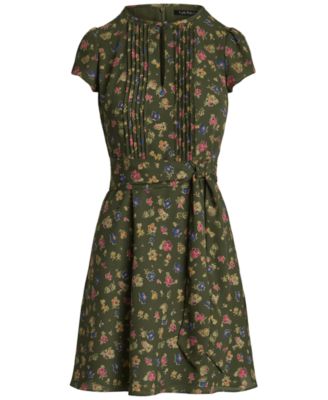 【Lauren Ralph Lauren】Belted ette Pintucked Dress Lauren Ralph Lauren Women's Floral Belted Georgette