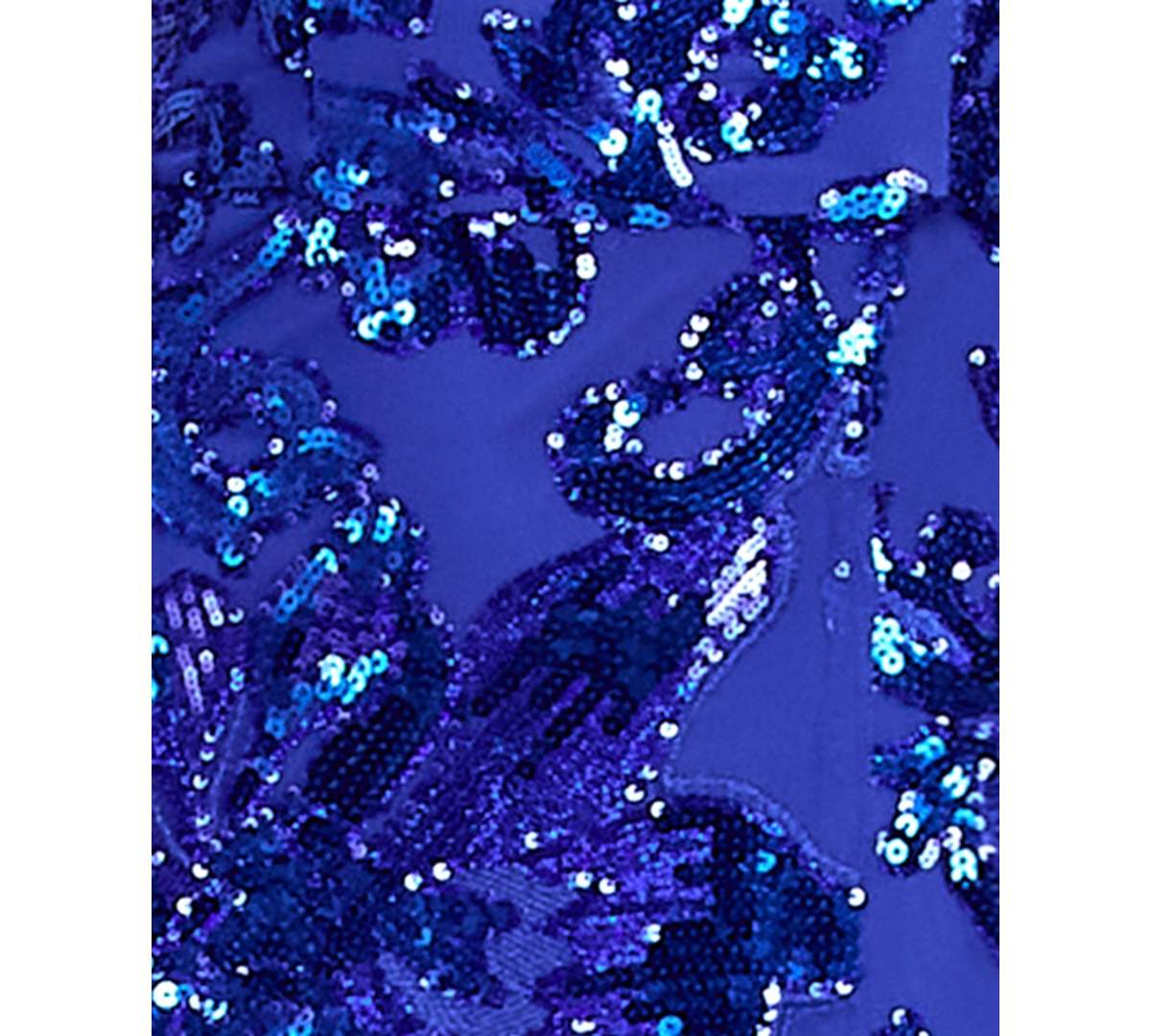 Crystal Doll Juniors' One-shoulder Floral-sequin Gown In Royal