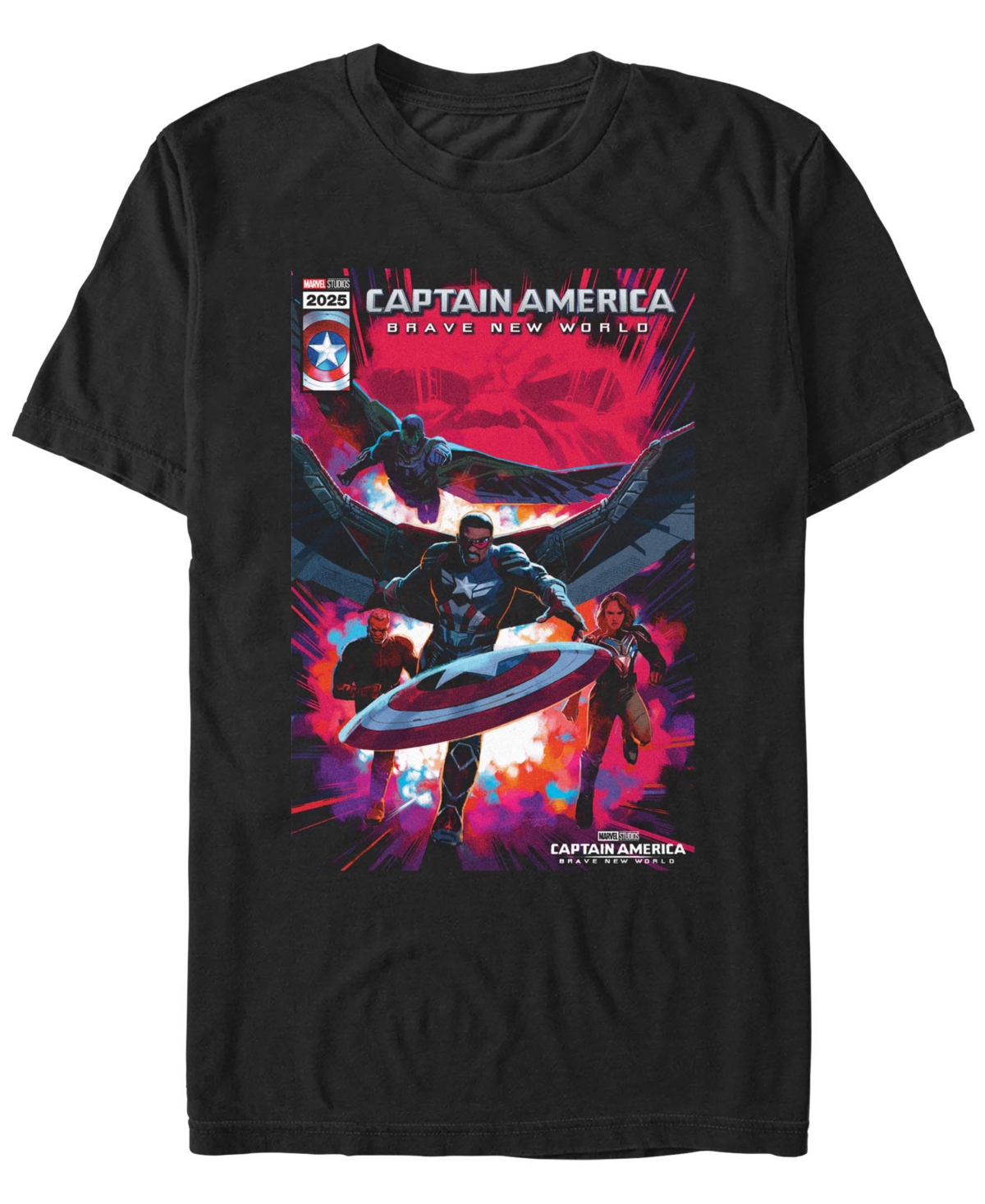 Marvel Men's Captain America New Team Short Sleeve T-Shirt - Black