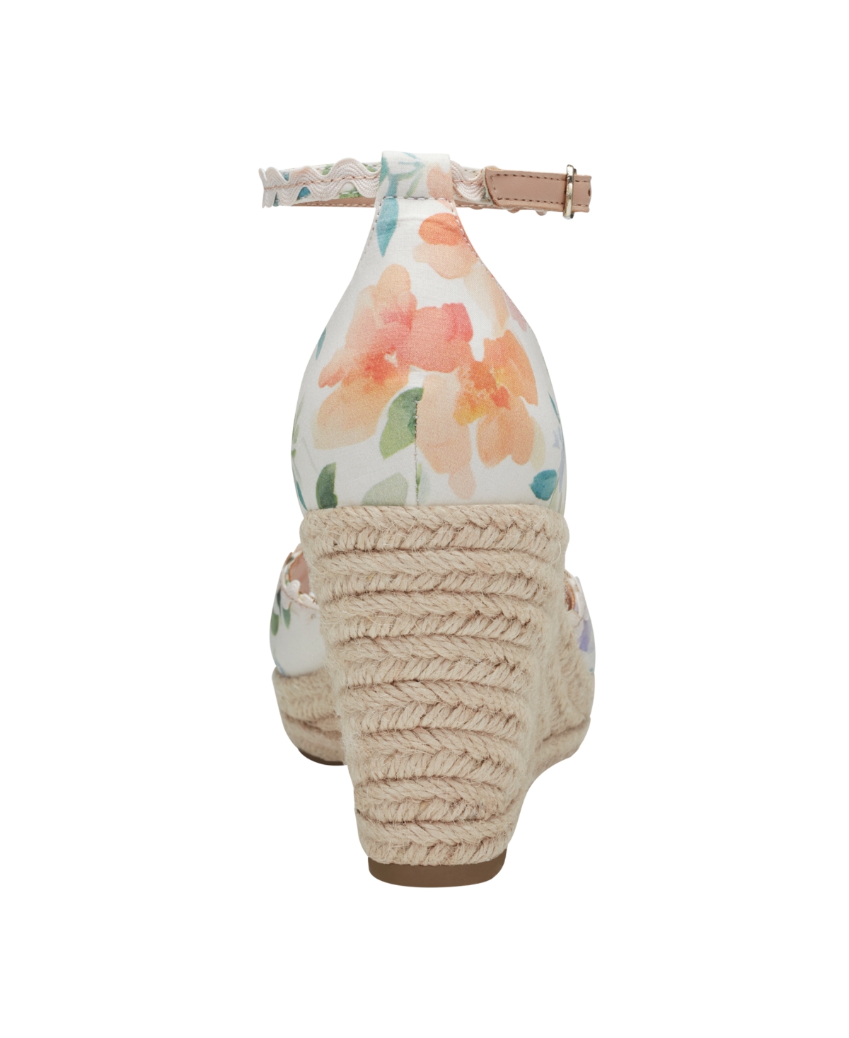 Shop Bandolino Women's Kendri Espadrille Wedge Sandals In Peach,ivory Floral