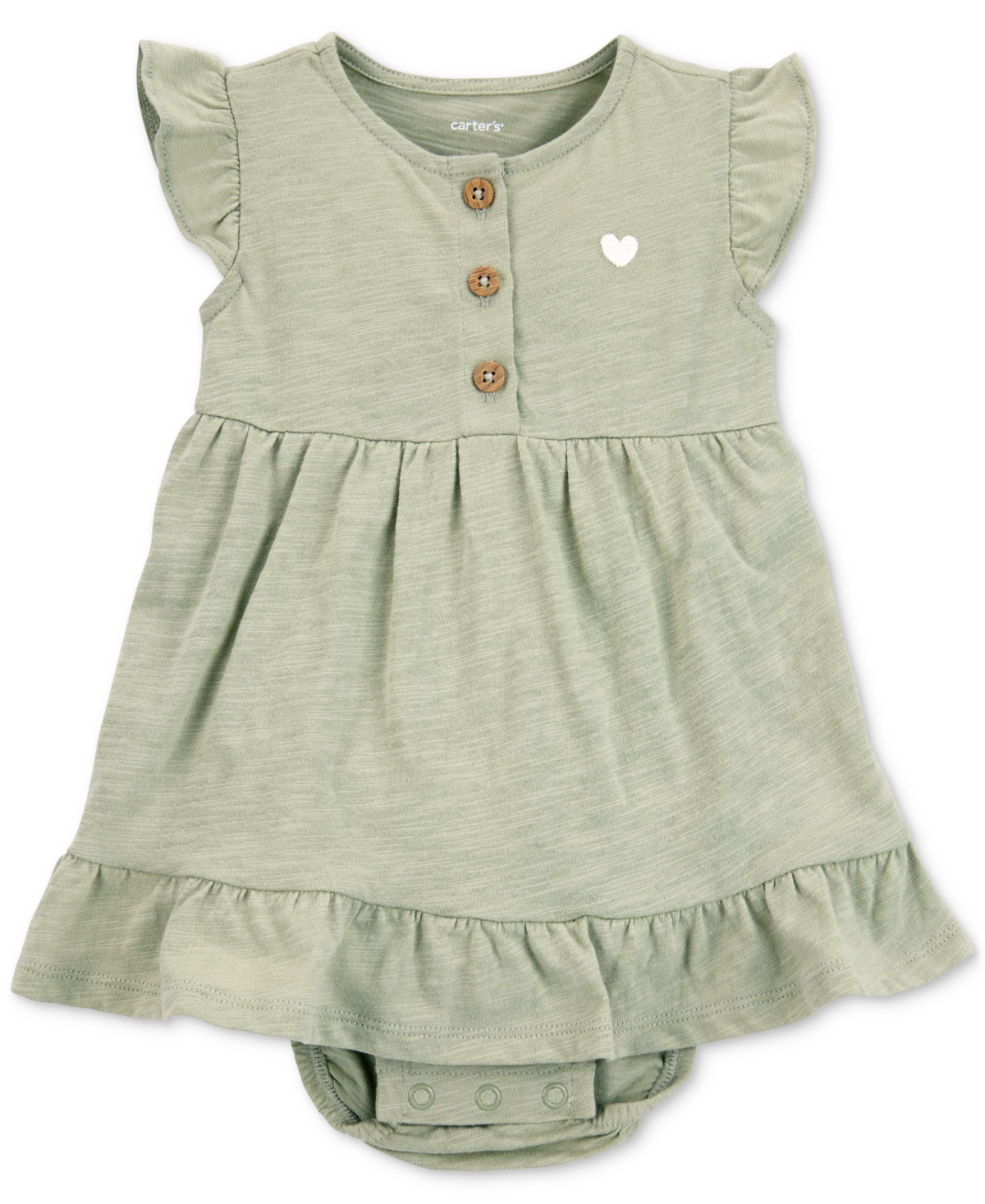 Carter's Baby Girls Cotton Heart Bodysuit Dress In Green