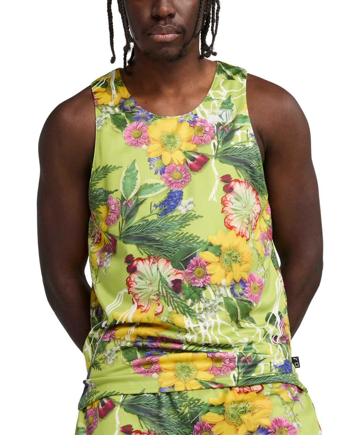 Puma Men's Dunked In Floral Regular-fit Reversible Mesh Tank
