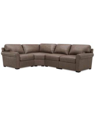 Radley Roll Arm 117" 4-Pc. Leather Wedge Corner L Sectional