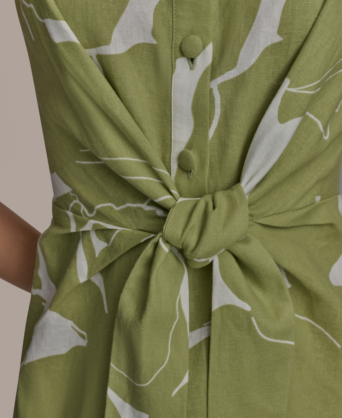 Shop Donna Karan Women's Printed Linen-blend Shirtdress In Kiwi Cream