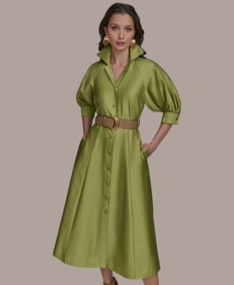 【Donna Karan New York】 Tie-Waist Shirtdress Donna Karan New York Plus Printed Tie-Waist Shirt Dress