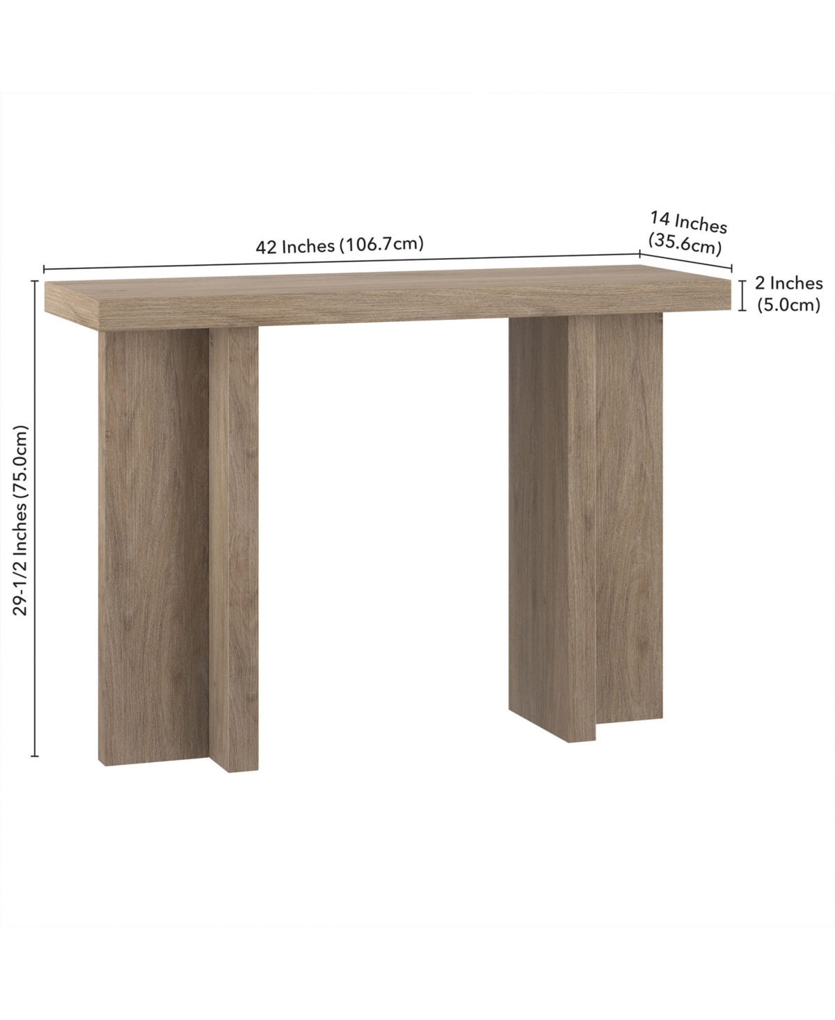 Hudson & Canal 42" Dimitra Wide Rectangular Console Table In Antiqued Gray Oak