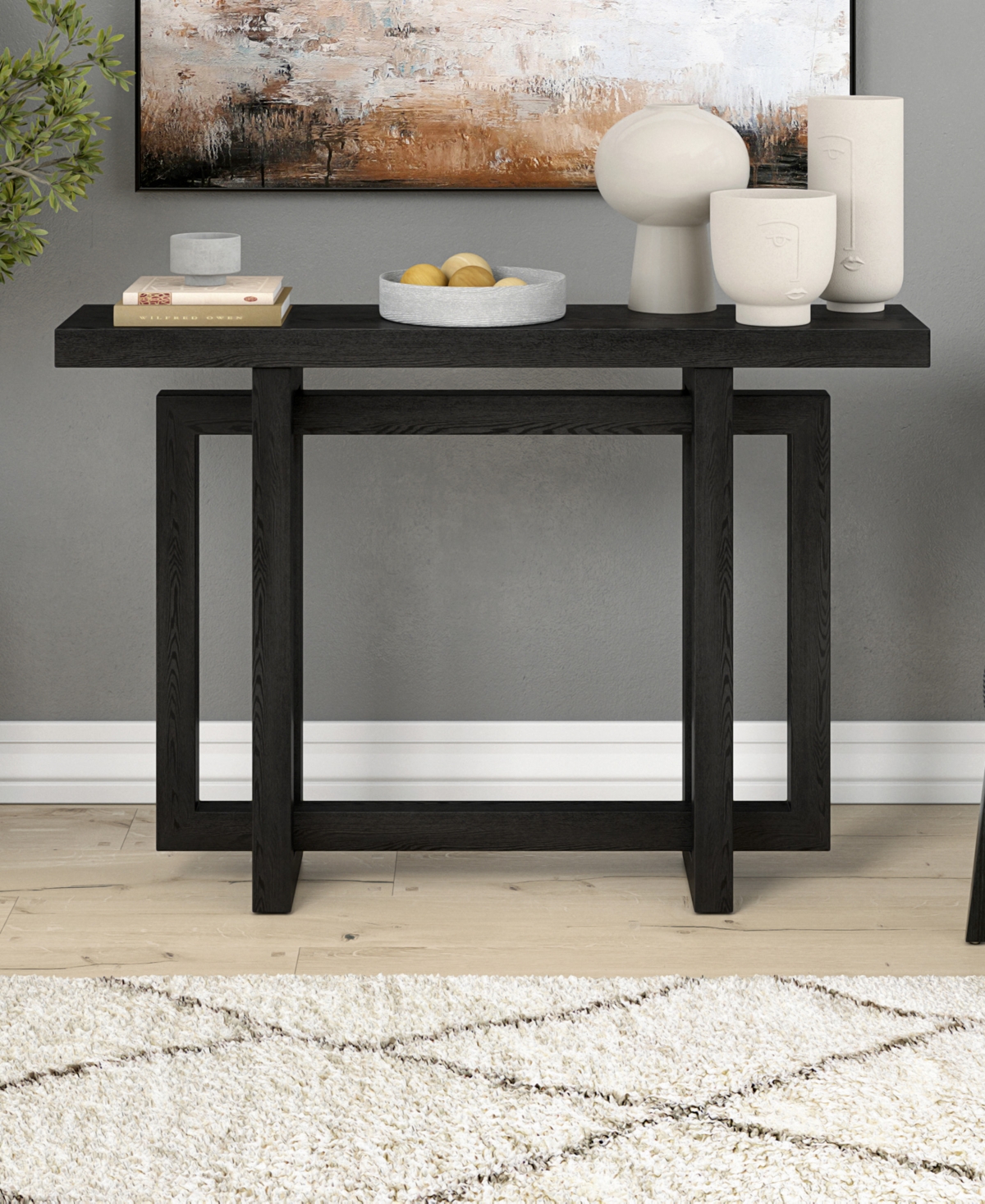 Hudson & Canal 44" Breslow Wide Rectangular Console Table In Black Grain