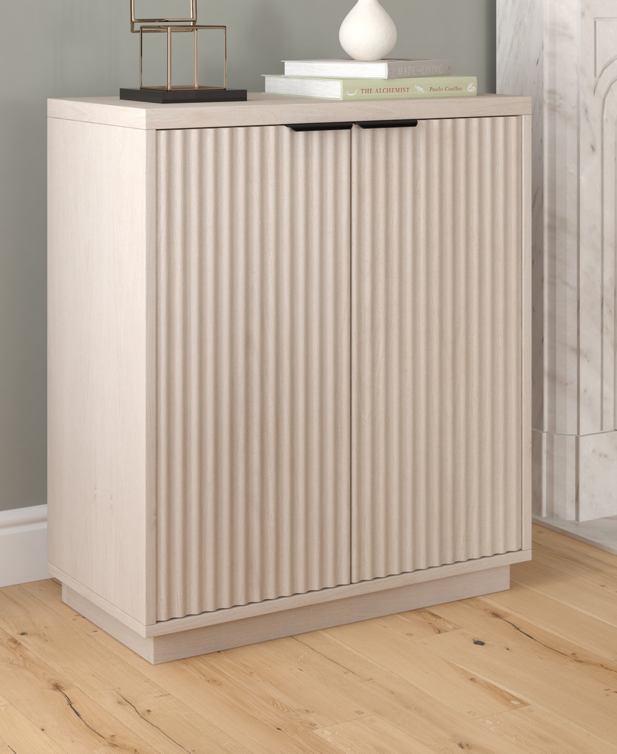 Hudson & Canal 28" Mansfield Wide Rectangular Accent Cabinet In Alder White