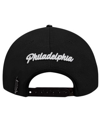 Men's Black Philadelphia 76ers Paint the City Pinch Front Snapback Hat