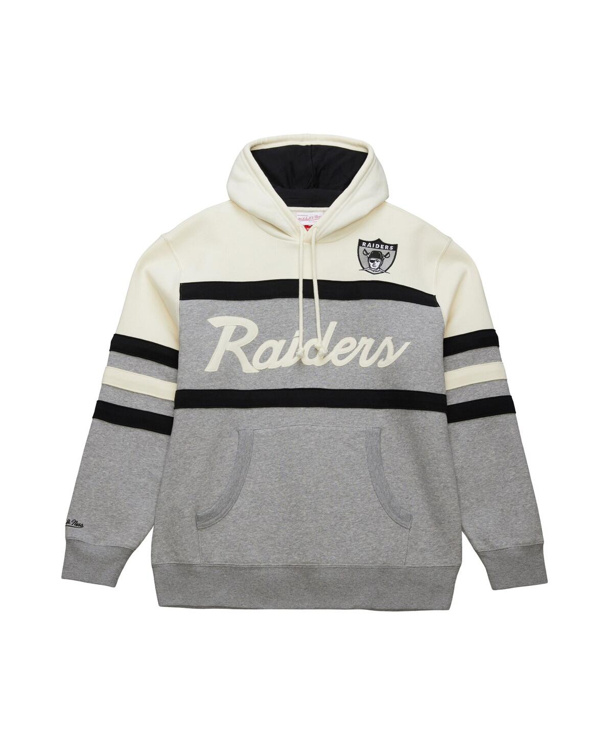 Mitchell & Ness Men's Heather Gray Oakland Raiders Head Coach Vintage Logo Pullover Hoodie In Heather Gray