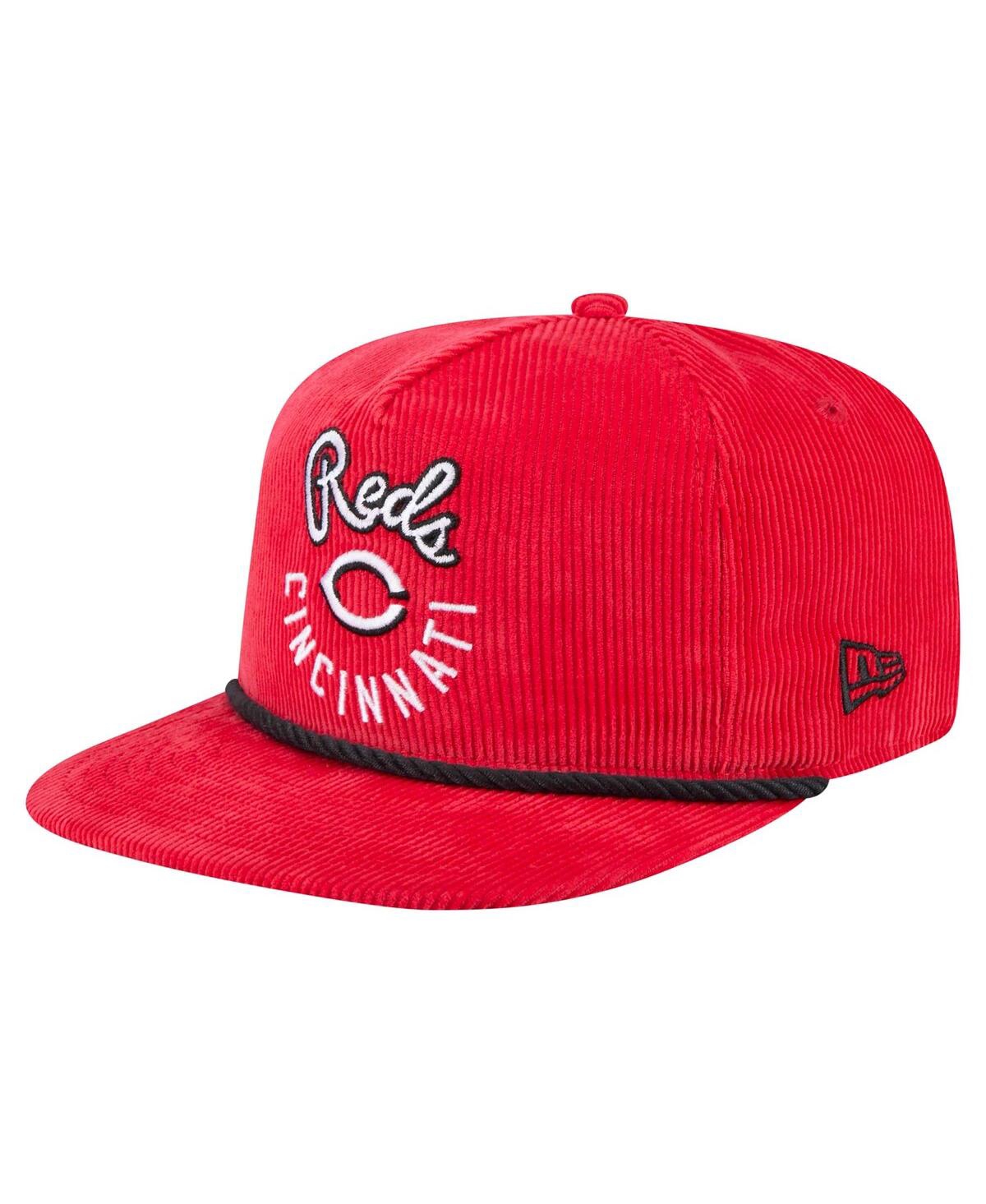 New Era Men's Red Cincinnati Reds Full Circle Corduroy Golfer Adjustable Hat In Red
