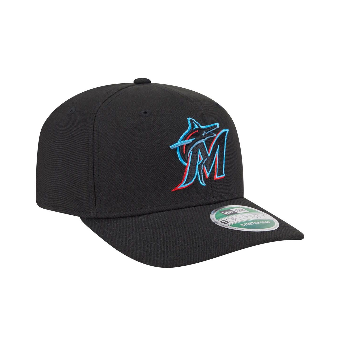 Мужская кепка New Era Black Miami Marlins Player Replica 9SEVENTY Adjustable Hat — фото 4