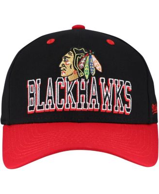 Men's Black/Red Chicago Blackhawks Backside Script Two-Tone Pro Crown Adjustable Hat