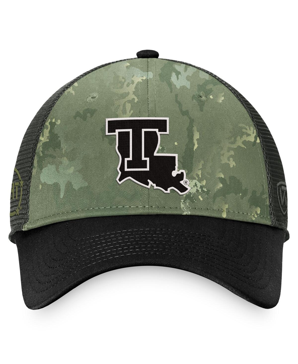 Top Of The World Men's Hunter Green/gray Louisiana Tech Bulldogs Oht Military Appreciation Unit Trucker Adjustable Ha In Hunter Green,gray