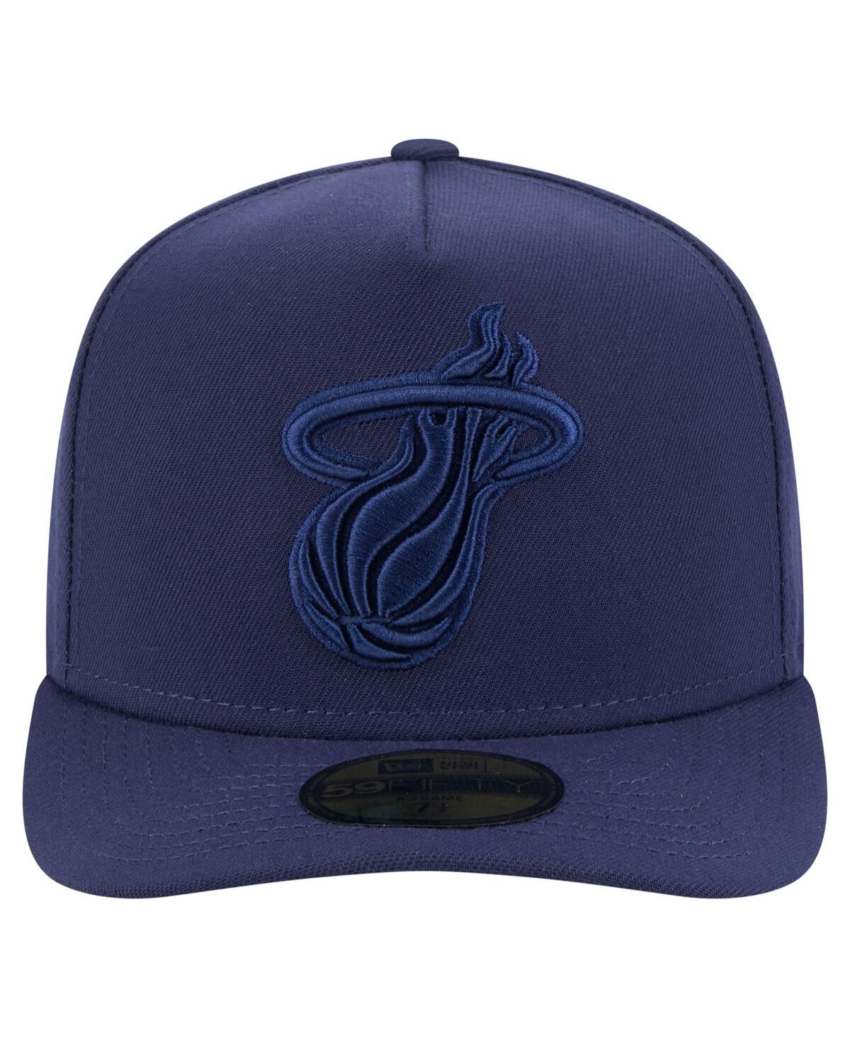 New Era Men's Navy Miami Heat Colorpack A-frame Pinch Front 59fifty Fitted Hat In Navy