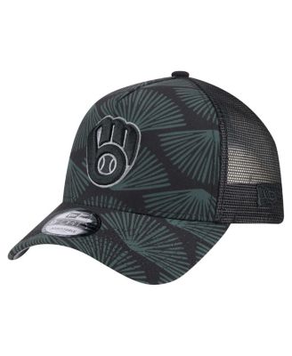 New Era - Men's Black Milwaukee Brewers 9FORTY A-Frame Trucker Adjustable Hat