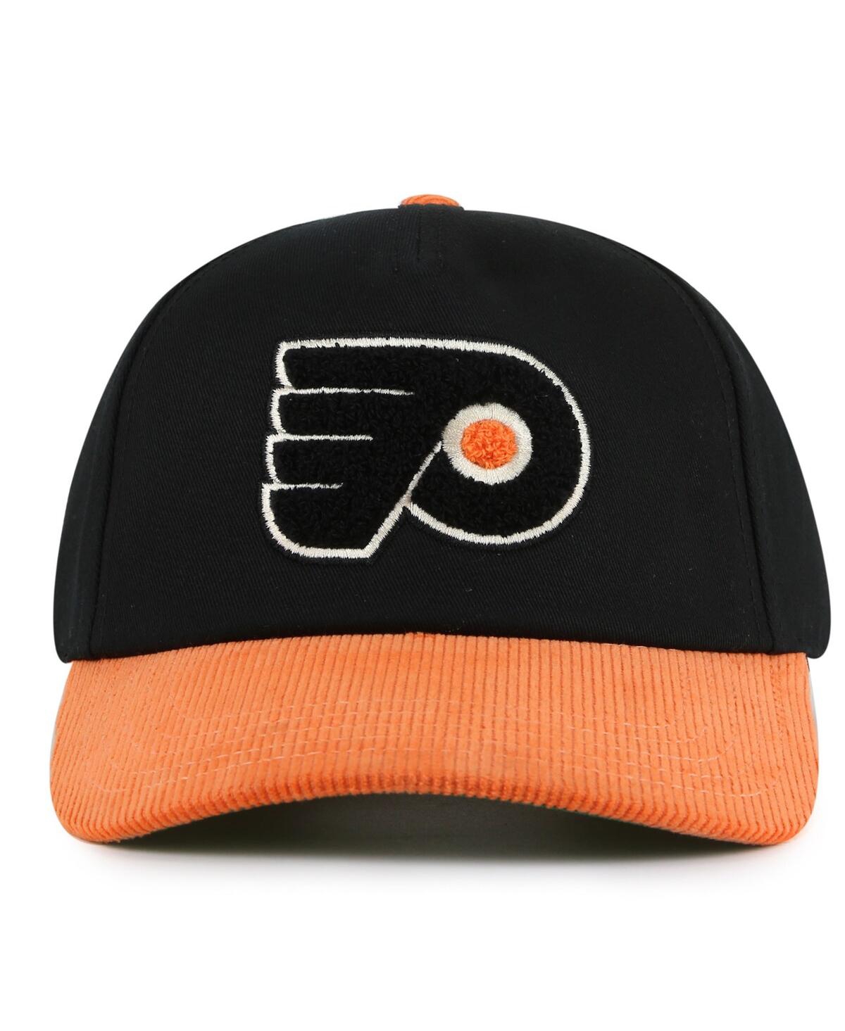 AMERICAN NEEDLE MEN'S BLACK/ORANGE PHILADELPHIA FLYERS BURNETT ADJUSTABLE HAT 