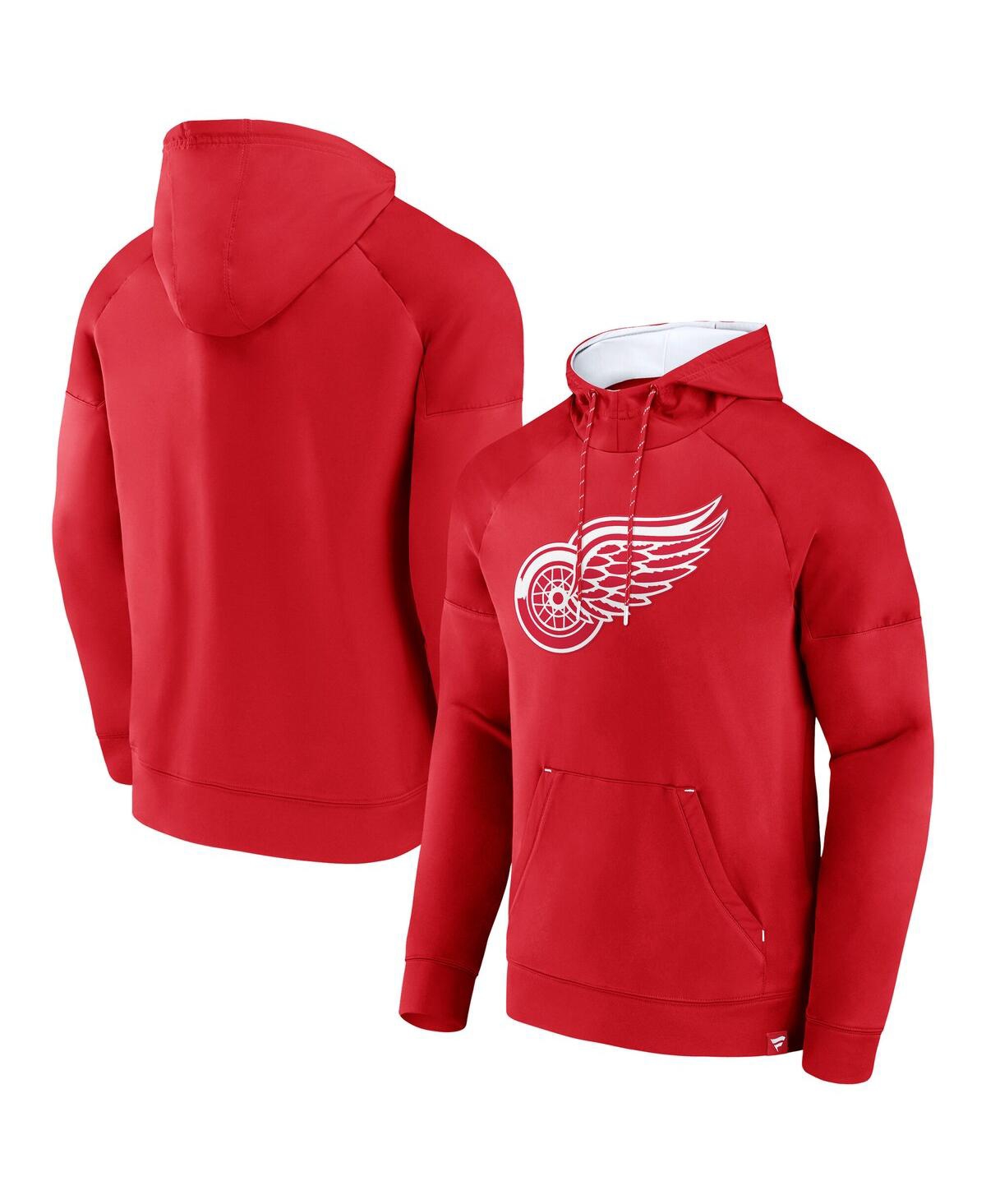 Fanatics Men's Red Detroit Red Wings Iconic Defender Raglan Pullover Hoodie In Red