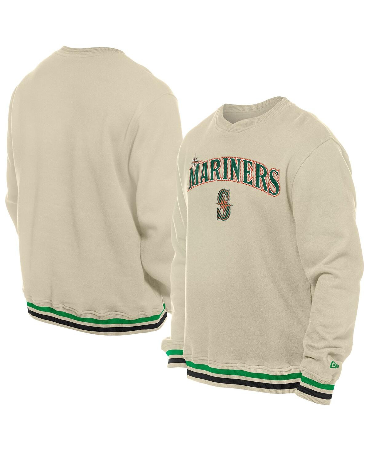 NEW ERA MEN'S CREAM SEATTLE MARINERS ST. PATRICK'S DAY TWILL PULLOVER SWEATSHIRT 