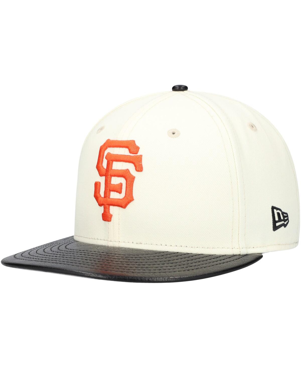 Shop New Era Men's Cream San Francisco Giants Game Night Leather Visor 59fifty Fitted Hat