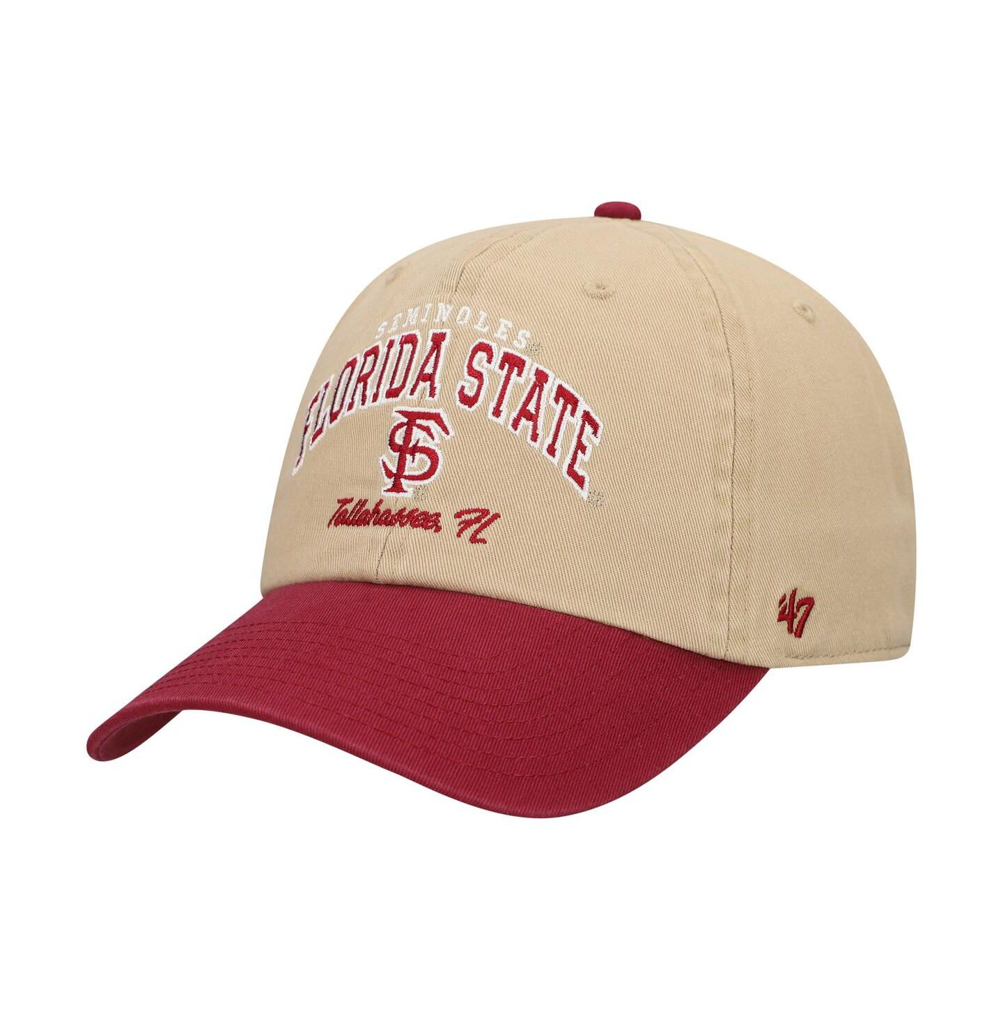 Мужская кепка '47 Brand Khaki Florida State Seminoles Local Clean Up Adjustable Hat — фото 1