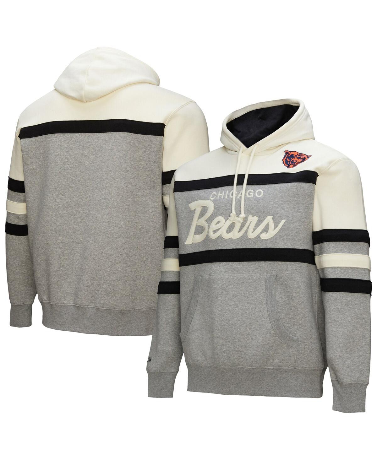 Men's Heather Gray Chicago Bears Head Coach Vintage Logo Pullover Hoodie - Heather Gray