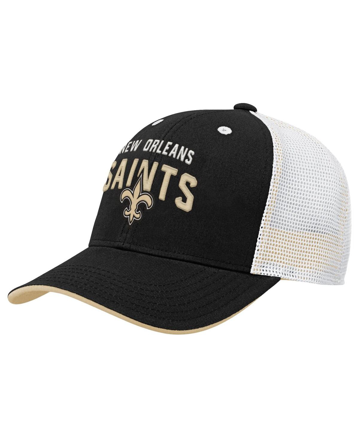 Outerstuff Big Boys And Girls Black New Orleans Saints Core Lockup Trucker Adjustable Hat In Black