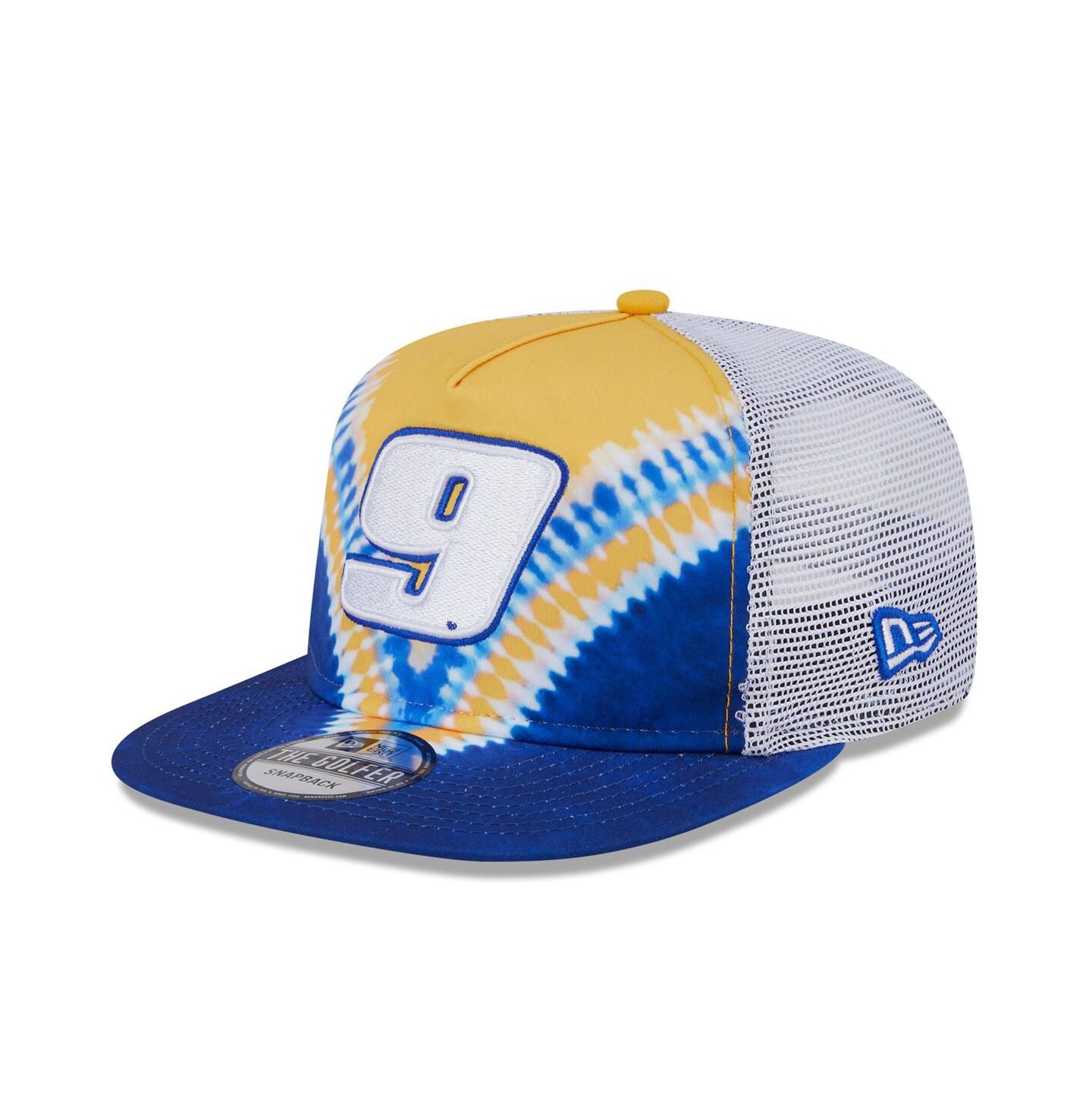 Мужская кепка New Era Blue Chase Elliott Golfer Tie-Dye Snapback Hat — фото 1