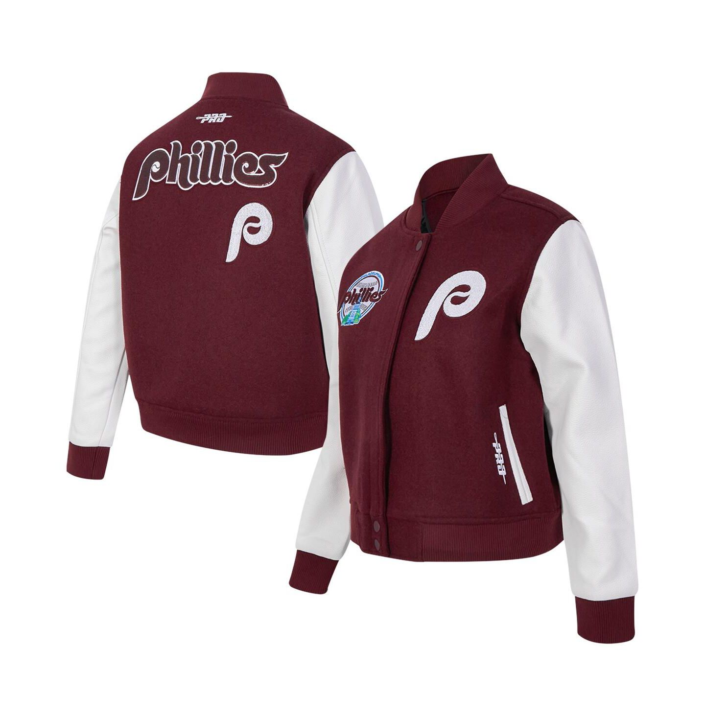 Женская куртка Pro Standard Burgundy Philadelphia Phillies Game Day Classics Wool Varsity — фото 1