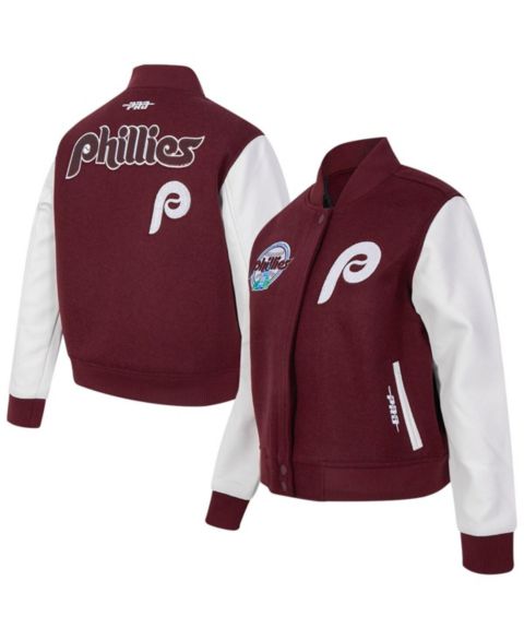 Женские куртки Pro Standard Women's Burgundy Philadelphia Phillies Game Day Classics Wool Varsity Jacket